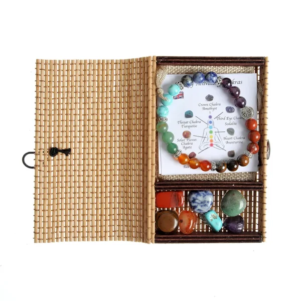 Set chakra bratara din pietre cu amuleta Yin-Yang plus 7 pietre semipretioase Chakra - imagine 3